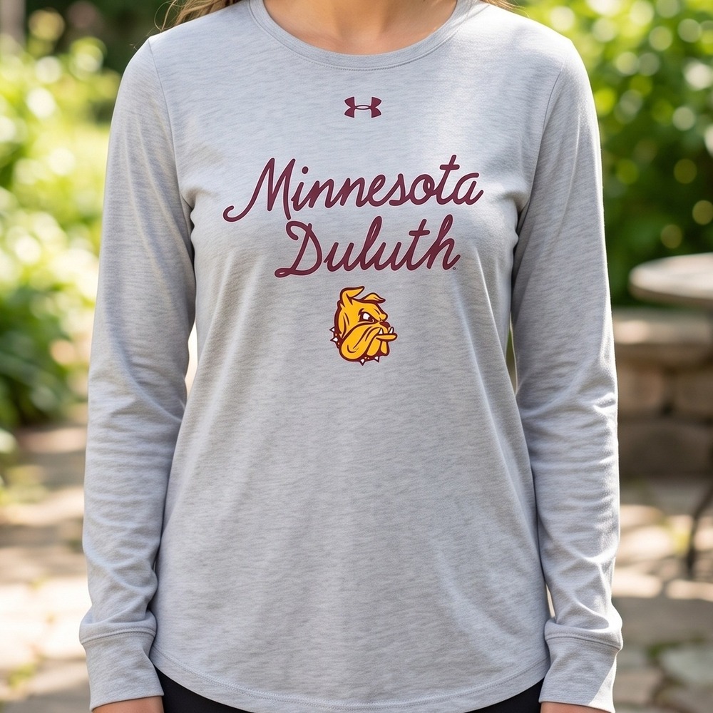 Under Armour Minnesota Duluth Bulldogs Long Sleeve HeatGear Tee Gray Women L